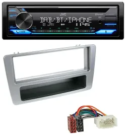 Автомагнитола JVC Bluetooth, MP3, USB, DAB, CD для Honda Civic 2001–2003, серебристая, для ручного климат-контроля