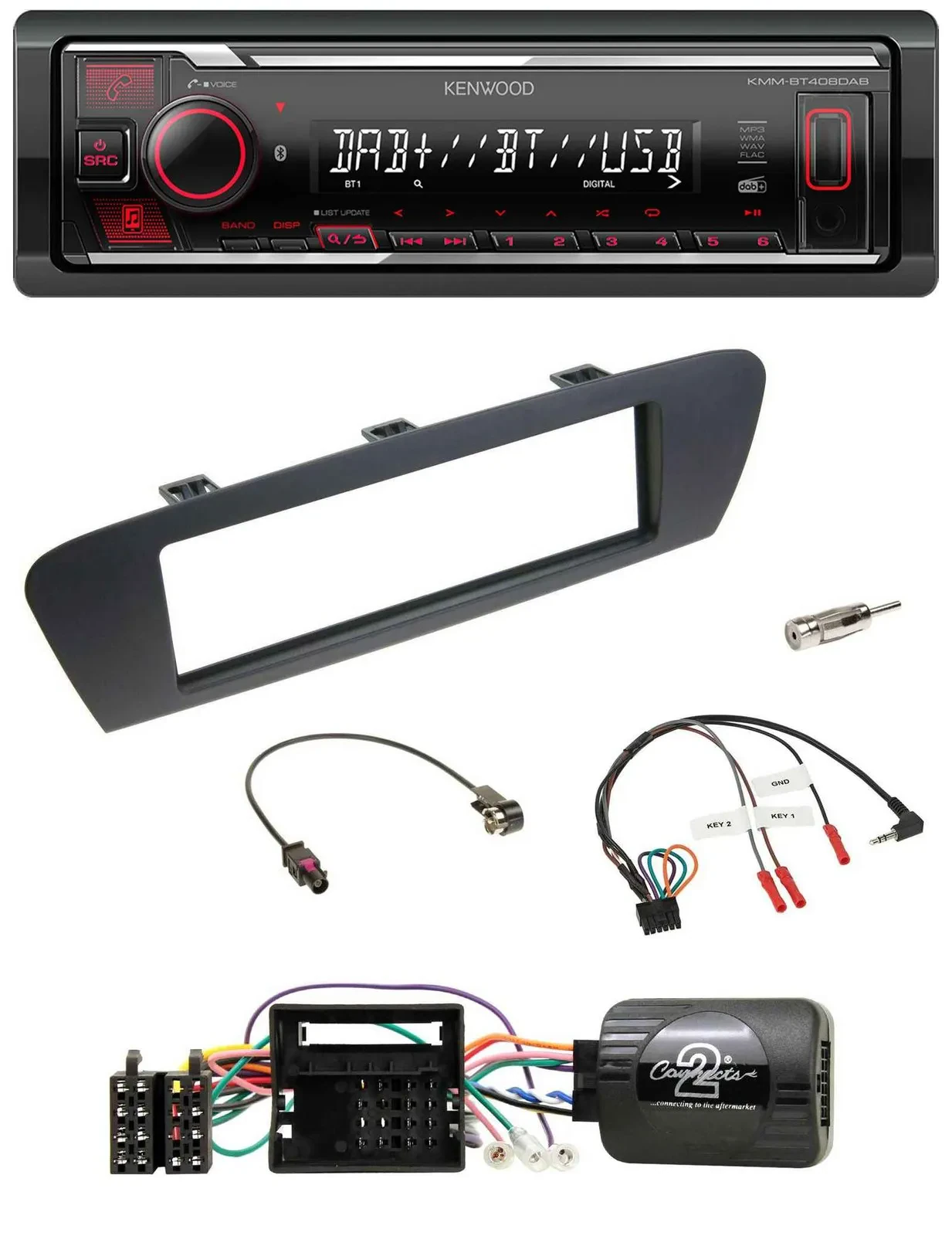 Kenwood Lenkrad Bluetooth USB DAB Autoradio für Renault Grand Scenic ab 2009 Sce