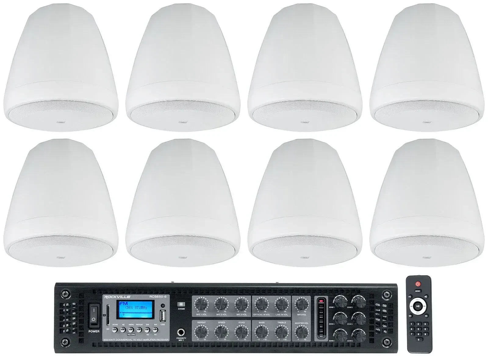 Потолочная акустика JBL Control 67 P/T White с усилителем (8 штук)