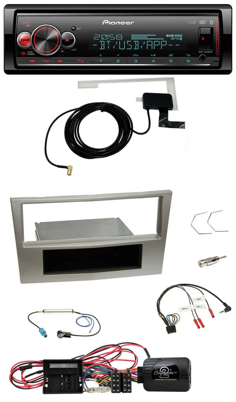 Pioneer Bluetooth DAB USB Lenkrad Autoradio für Opel Corsa D satin-stone 09-14