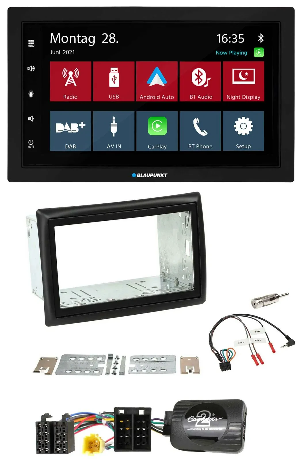 Автомагнитола Blaupunkt 2 DIN, Bluetooth, DAB, USB для Renault Megane II (2005–20)