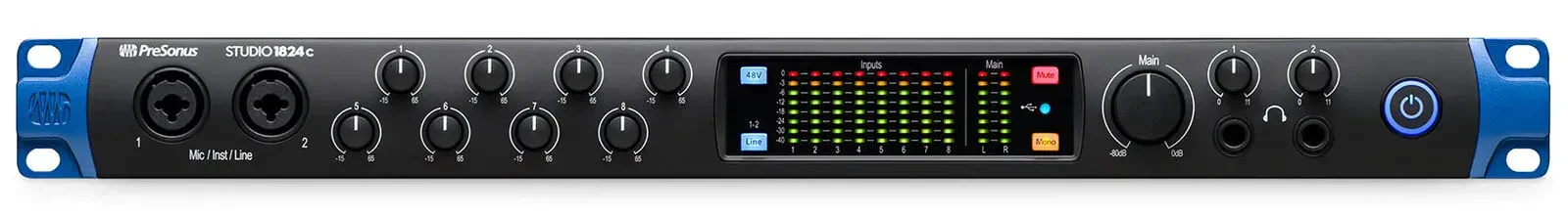 Presonus STUDIO 1824C 18x18 USB-C Audio Recording Interface w/8 XMAX Mic preamps