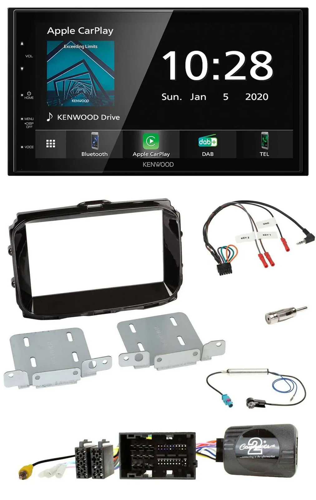 Kenwood Bluetooth Lenkrad DAB USB 2DIN Autoradio für Alfa Giulietta 2014-2021 pi