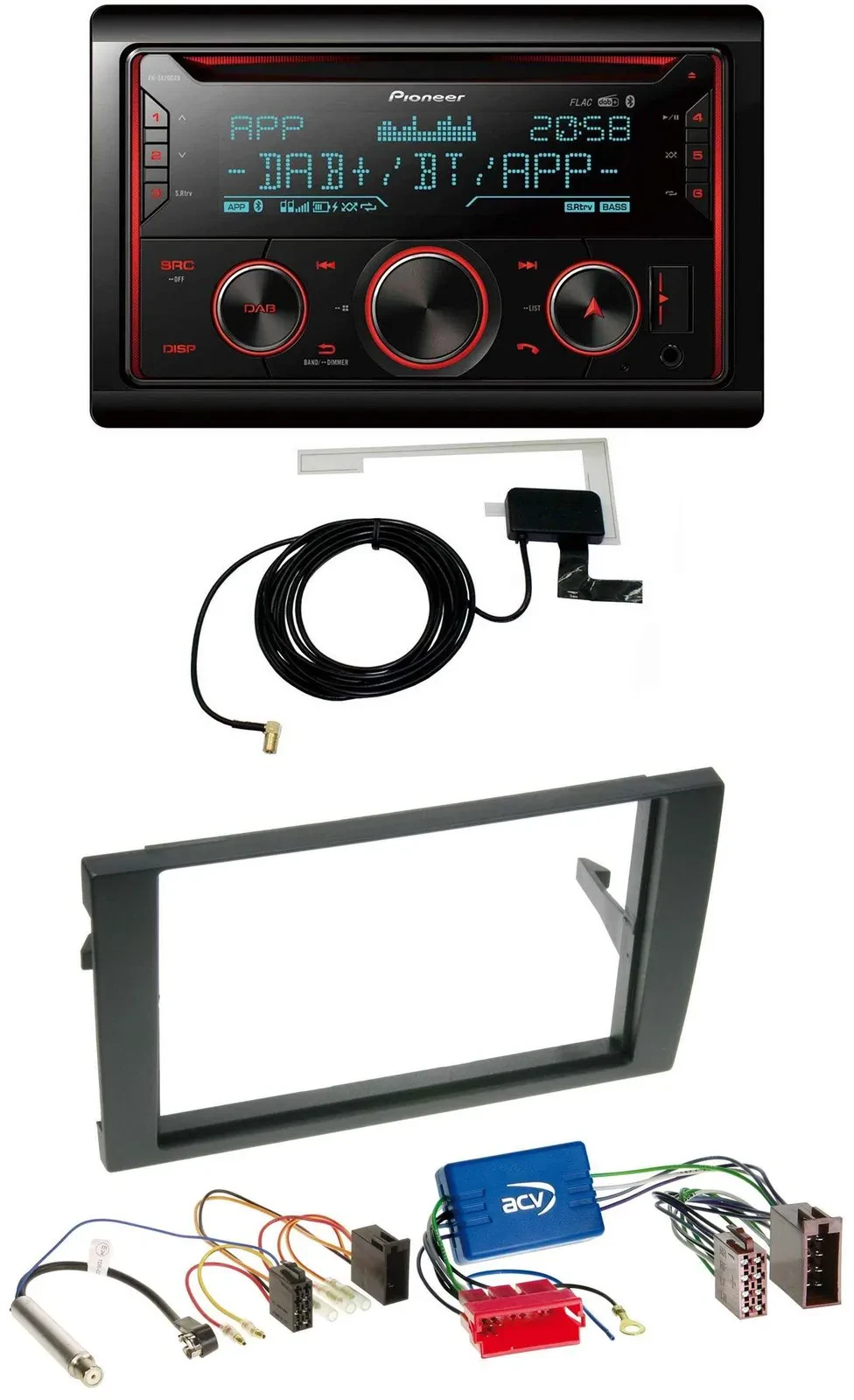Pioneer 2DIN MP3 DAB USB CD Bluetooth Autoradio für Audi A4 B6 B7 01-08 Aktivsys