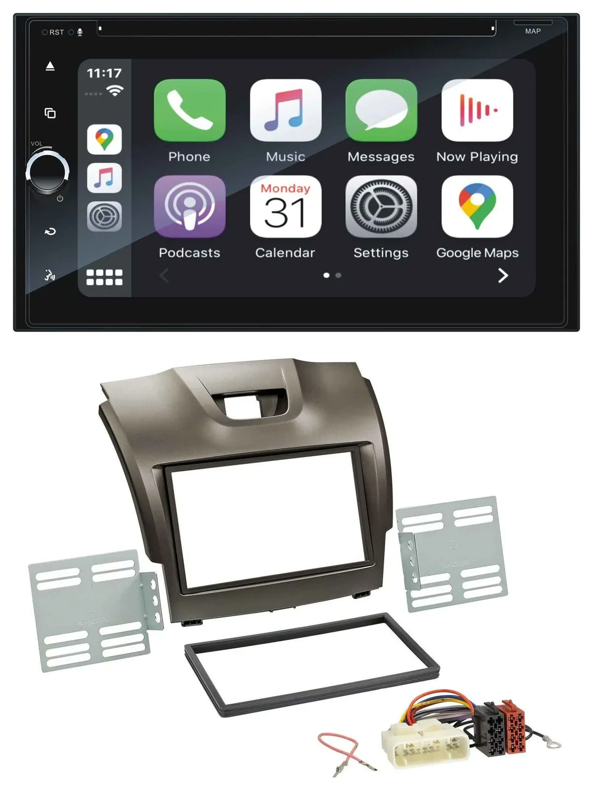 Blaupunkt 2DIN Bluetooth DAB USB DVD MP3 Autoradio für Isuzu D-Max ab 2012 grau