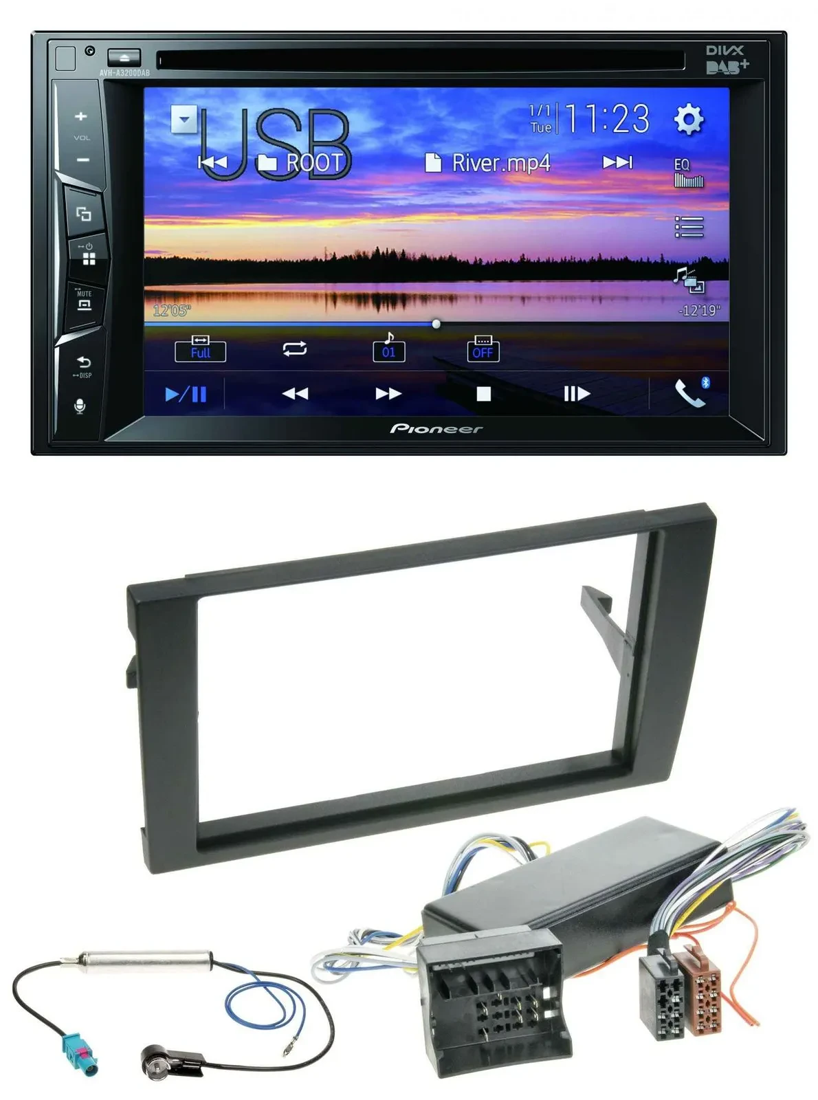 Pioneer Bluetooth 2DIN USB DVD DAB MP3 Autoradio für Audi A4 04-08 B7 Bose Aktiv