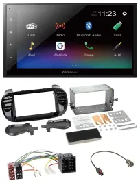 Pioneer USB Bluetooth DAB 2DIN MP3 Autoradio für Fiat 500 ab 12 ISO schwarz