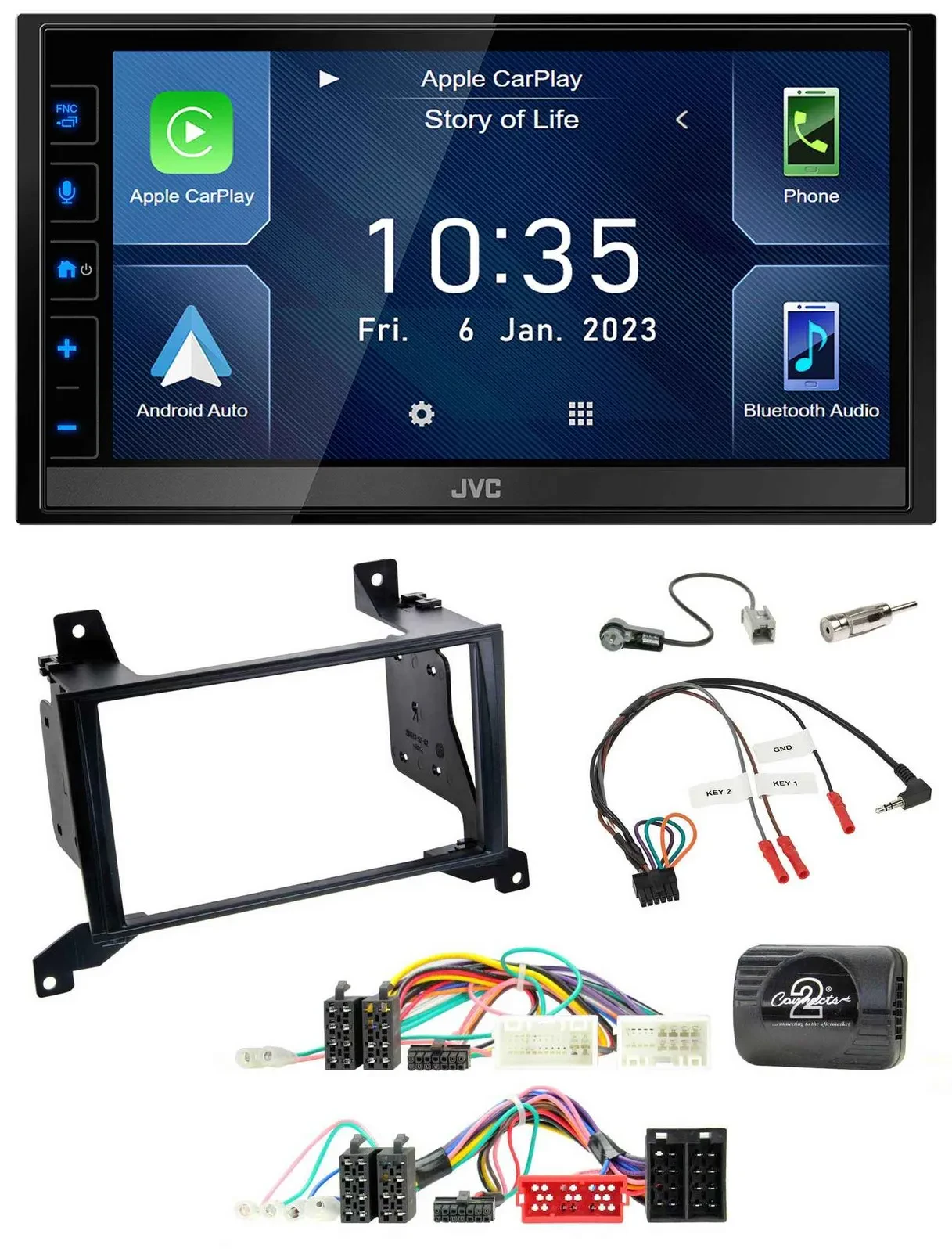 JVC DAB Bluetooth Lenkrad USB 2DIN Autoradio für Hyundai Santa Fe CM 2009-2012