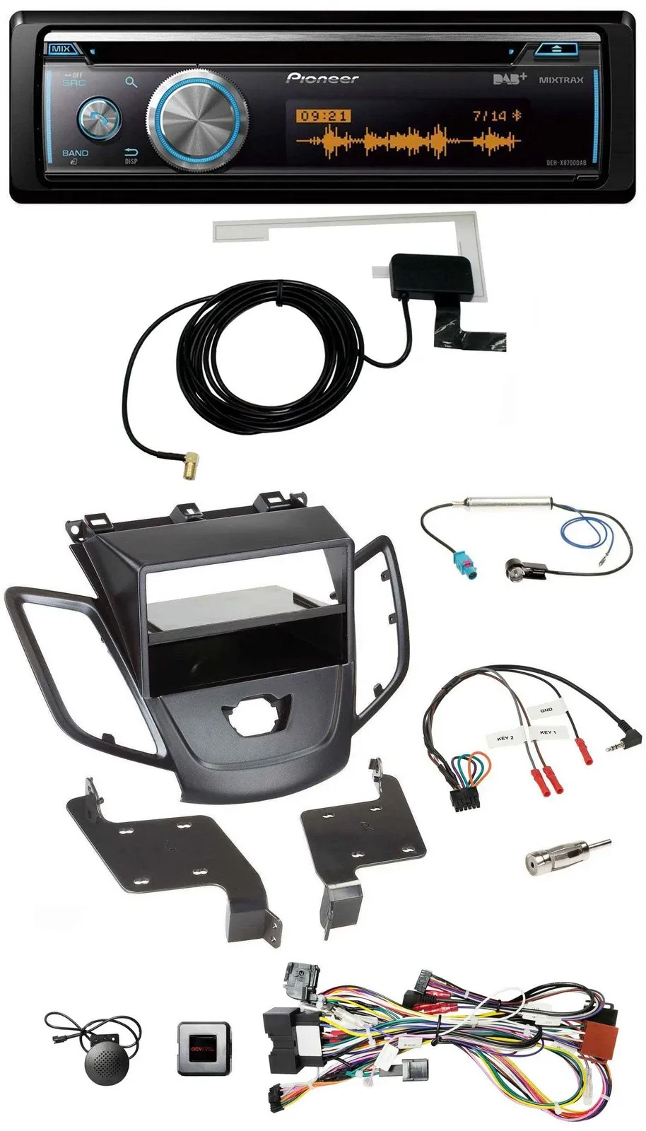 Pioneer Bluetooth DAB Lenkrad USB CD Autoradio für Ford Fiesta 08-10 ohne Displa