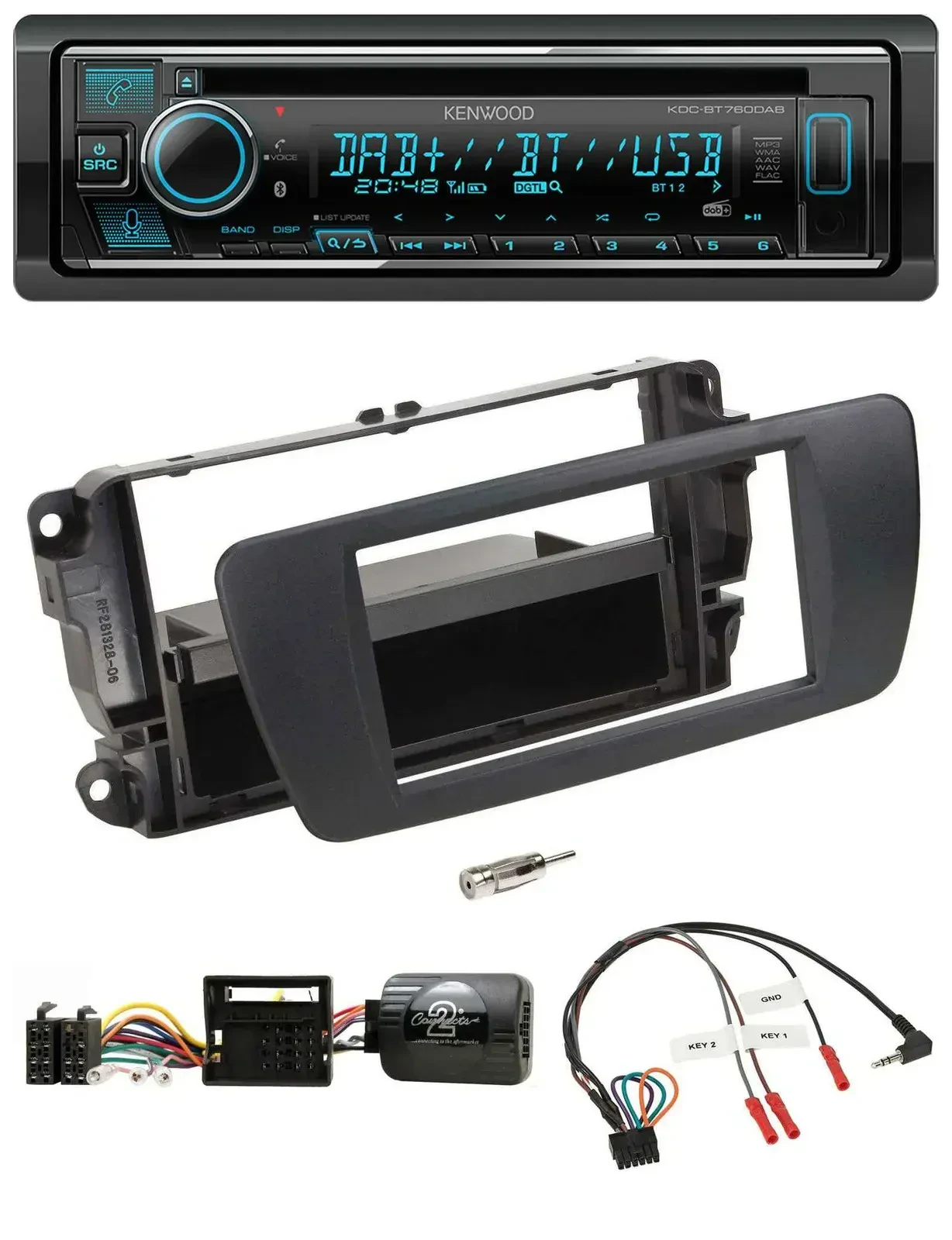 Автомагнитола для Seat Ibiza Kenwood Bluetooth DAB USB CD черный