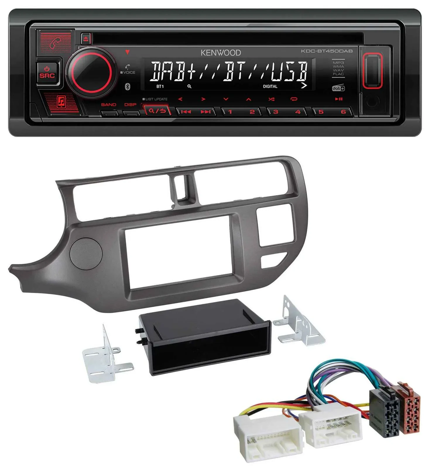 Kenwood MP3 CD USB Bluetooth DAB Autoradio für Kia Rio UB 2011-2014 anthrazit
