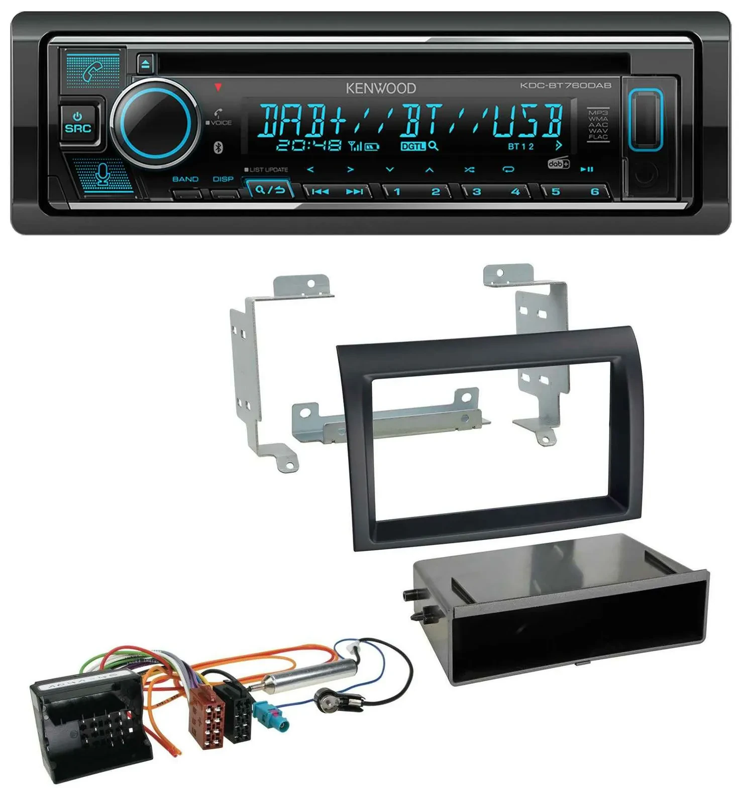 Автомагнитола Kenwood для Citroen Jumper (Quadlock, 2006–2011), CD/USB/Bluetooth/DAB/MP3