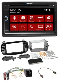 Blaupunkt Bluetooth DAB 2DIN USB DVD MP3 Autoradio für Fiat 500 ab 12 ISO schwar
