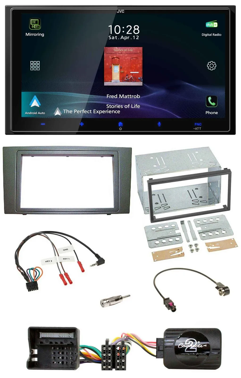 JVC USB Bluetooth 2DIN DAB Lenkrad Autoradio für Ford Mondeo 2003-2007 schwarz