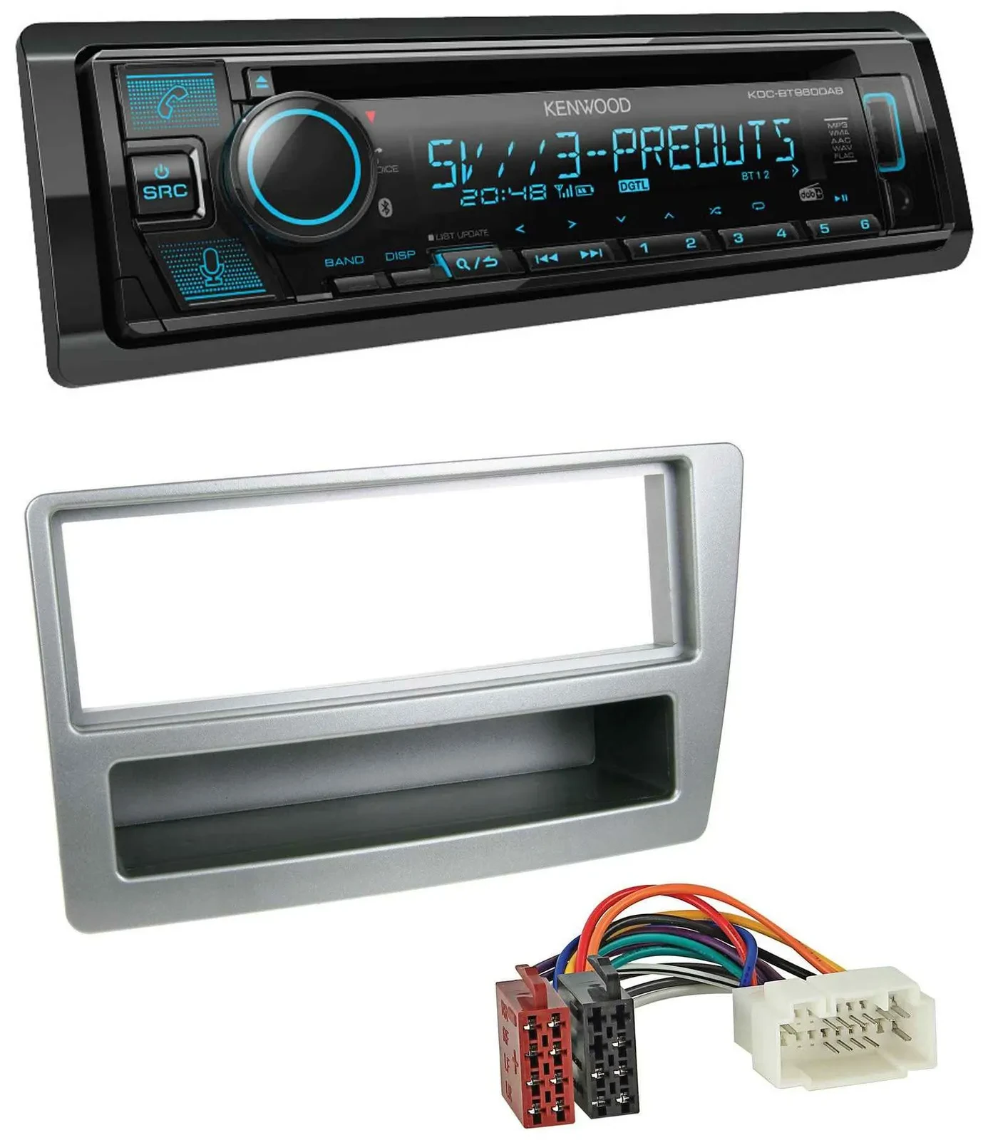 Kenwood Bluetooth USB CD MP3 DAB Autoradio für Honda Civic 04-06 silber autom. K