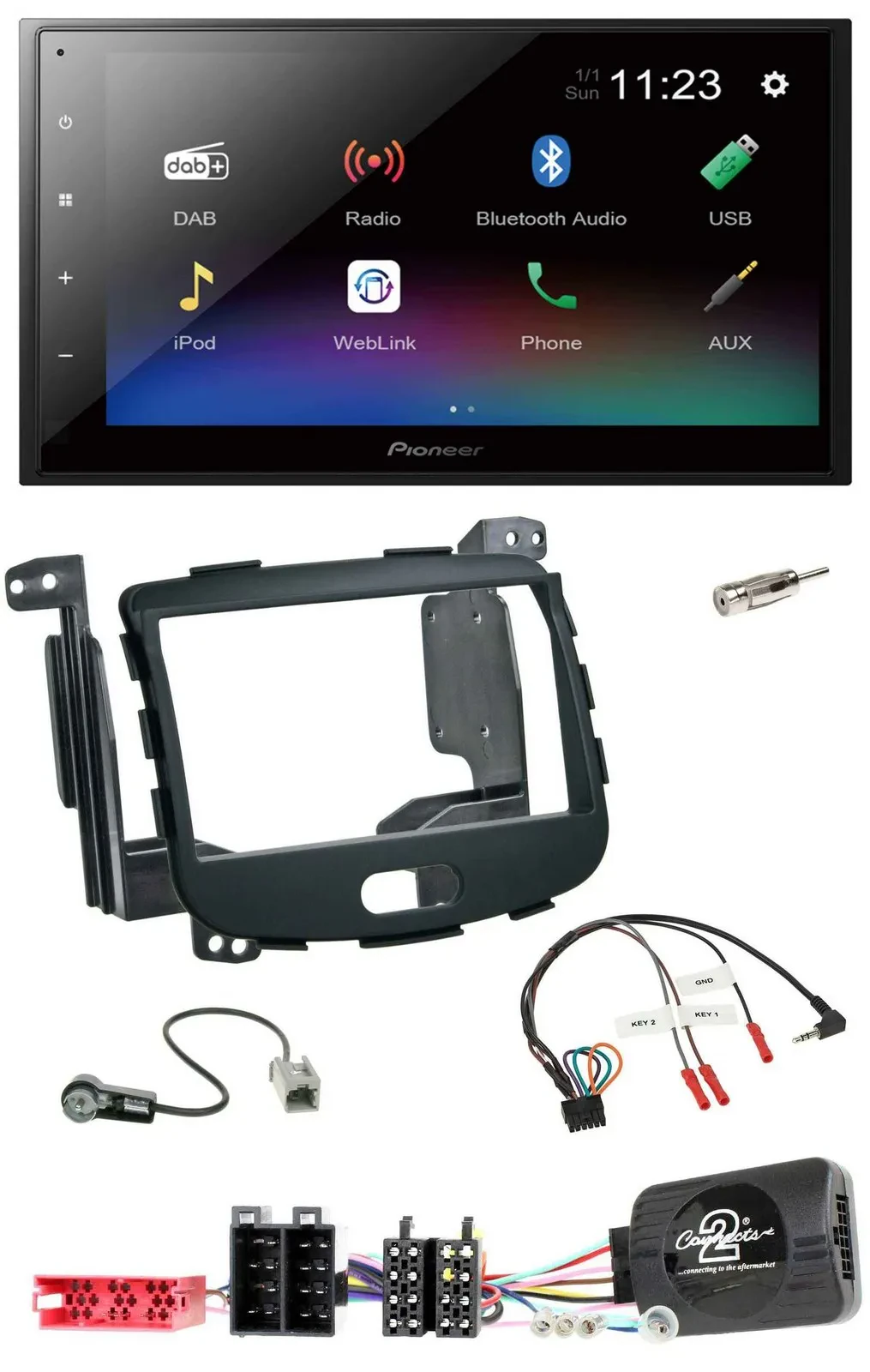 Pioneer USB Bluetooth DAB 2DIN Lenkrad Autoradio für Hyundai i10 09-13 Rubber To