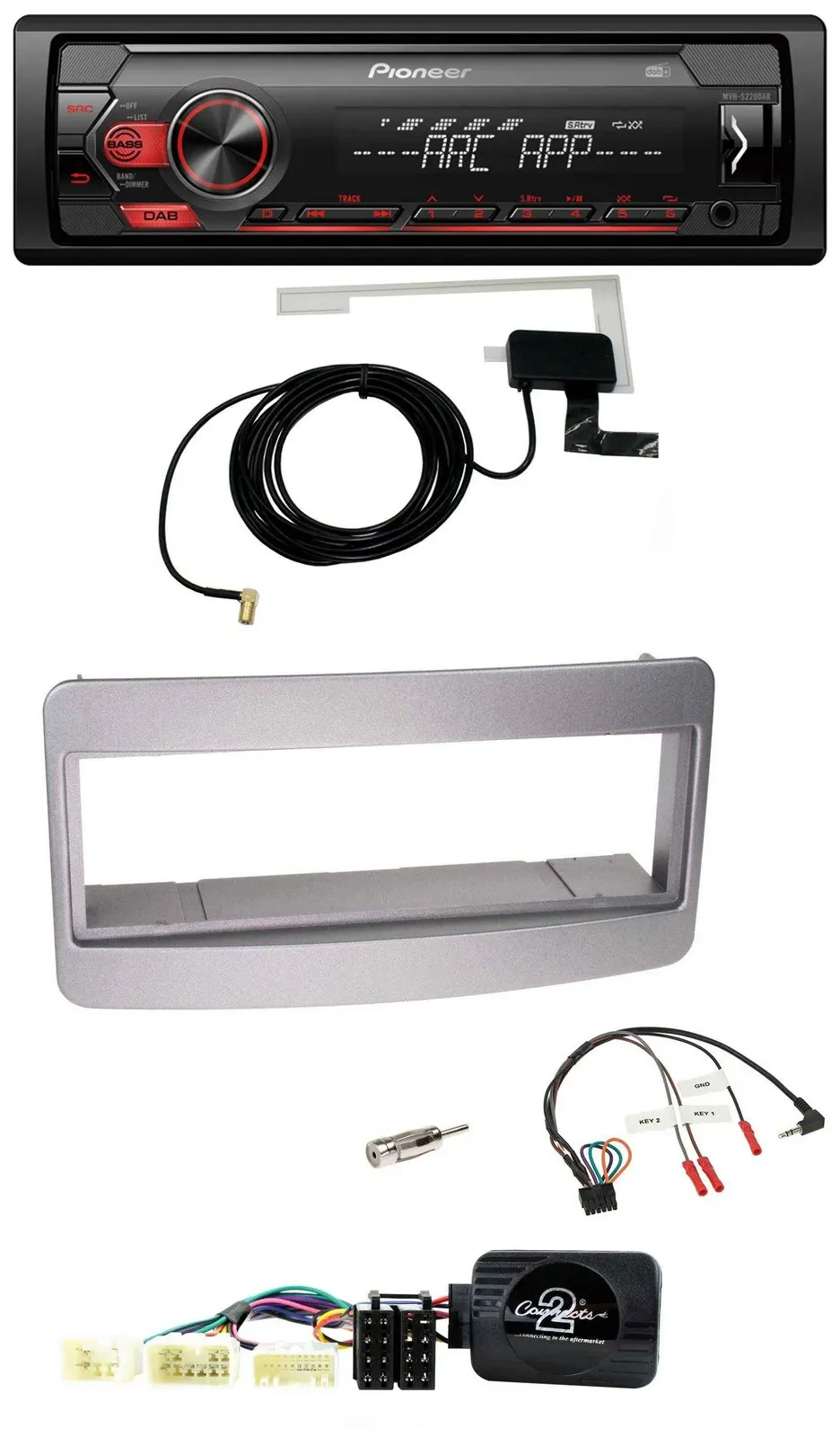 Автомагнитола Pioneer 1-DIN USB DAB MP3 для Toyota RAV4 2001–2006 темно-серебристая