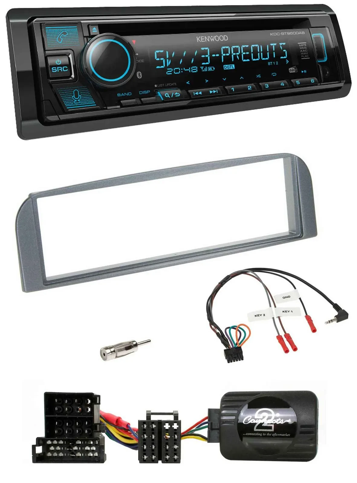 Kenwood Bluetooth USB CD Lenkrad DAB Autoradio für Alfa 147 GT anthrazit