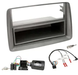 Radioset Lenkradadapter DIN Autoradio für Fiat Panda 169 2007-2012 grau