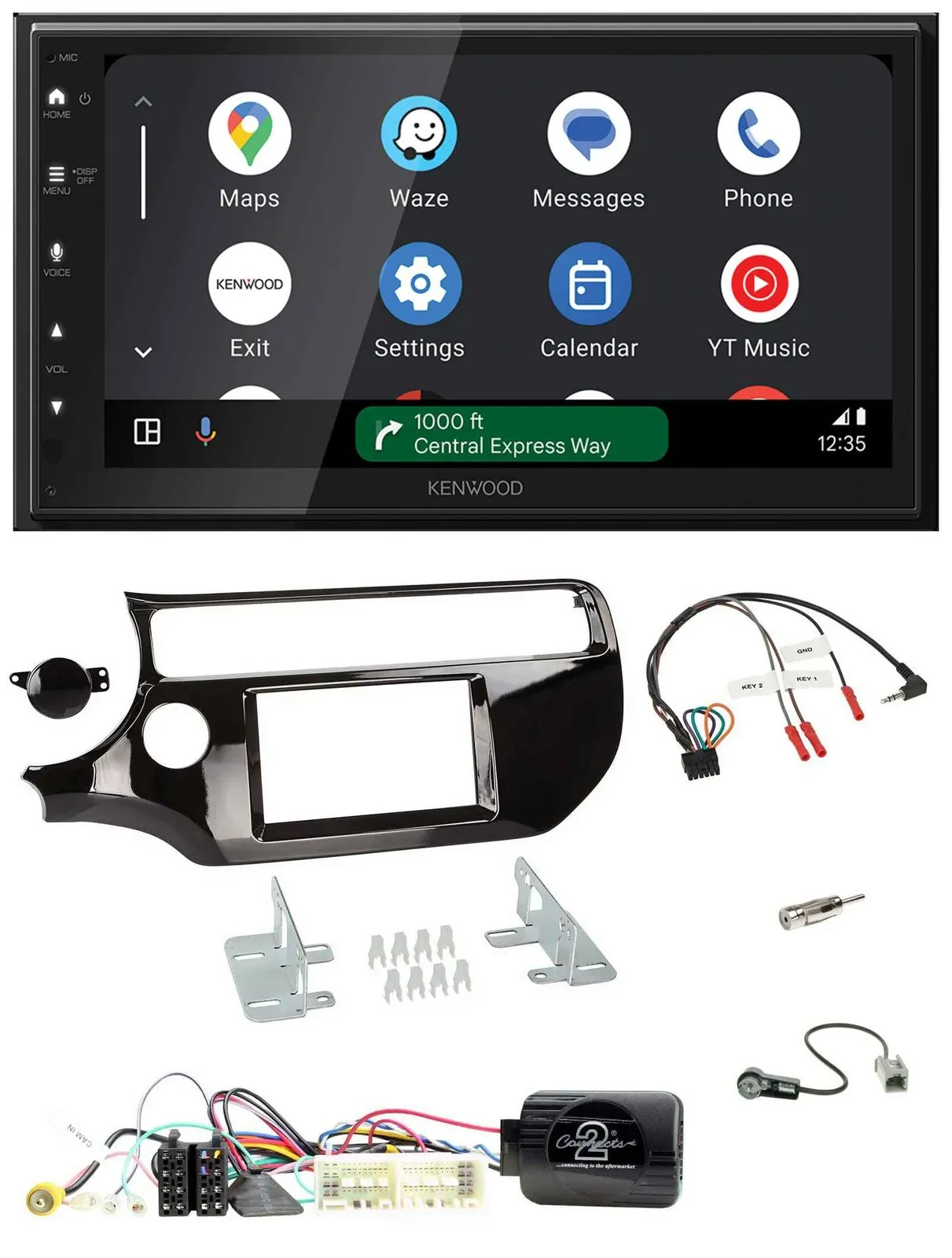 Автомагнитола для Kia Rio UB Kenwood 2DIN, DAB, Bluetooth, USB, черный (piano black)