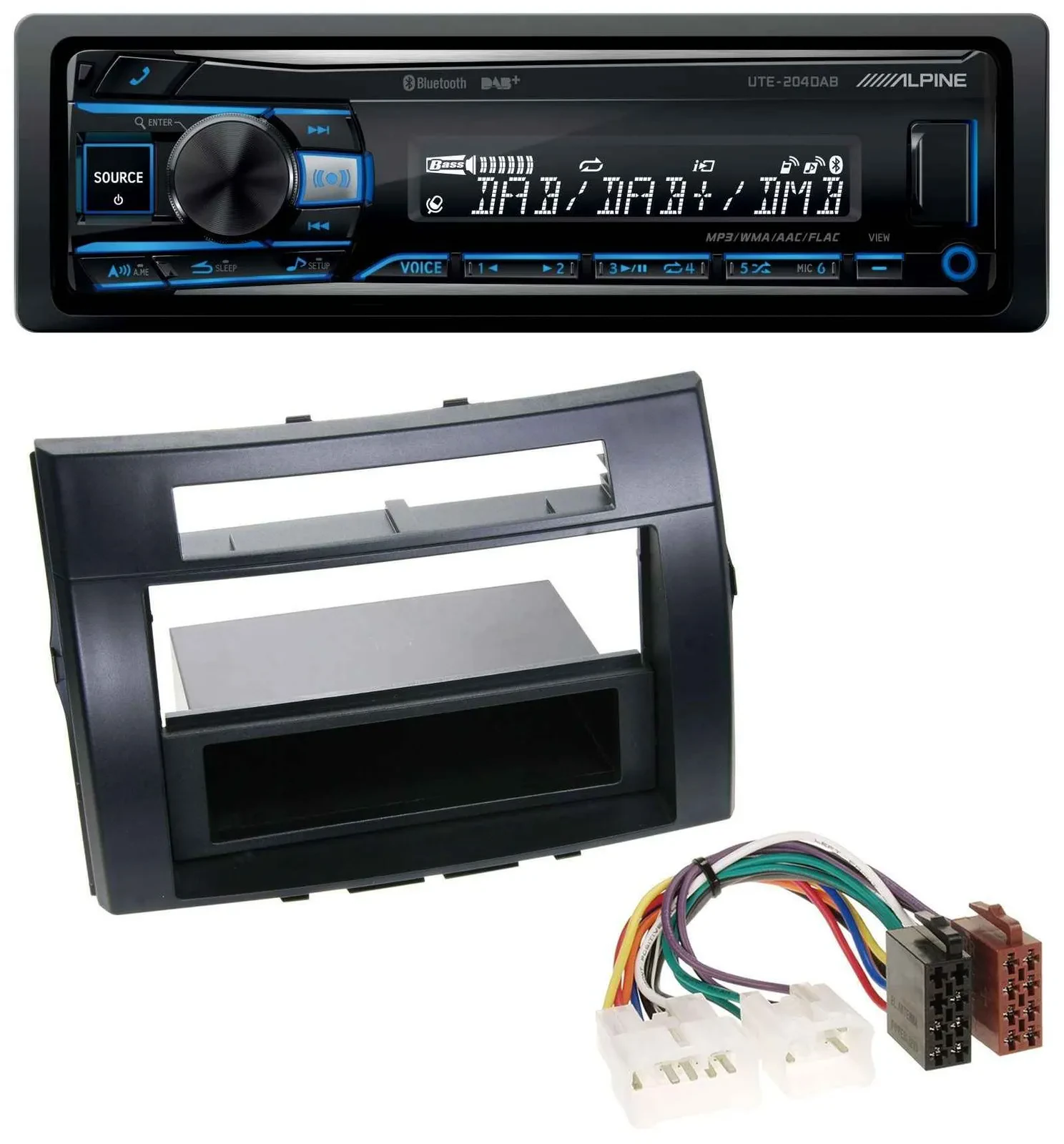 Alpine USB Bluetooth DAB MP3 Autoradio für Toyota Corolla Verso 04-09 schwarz