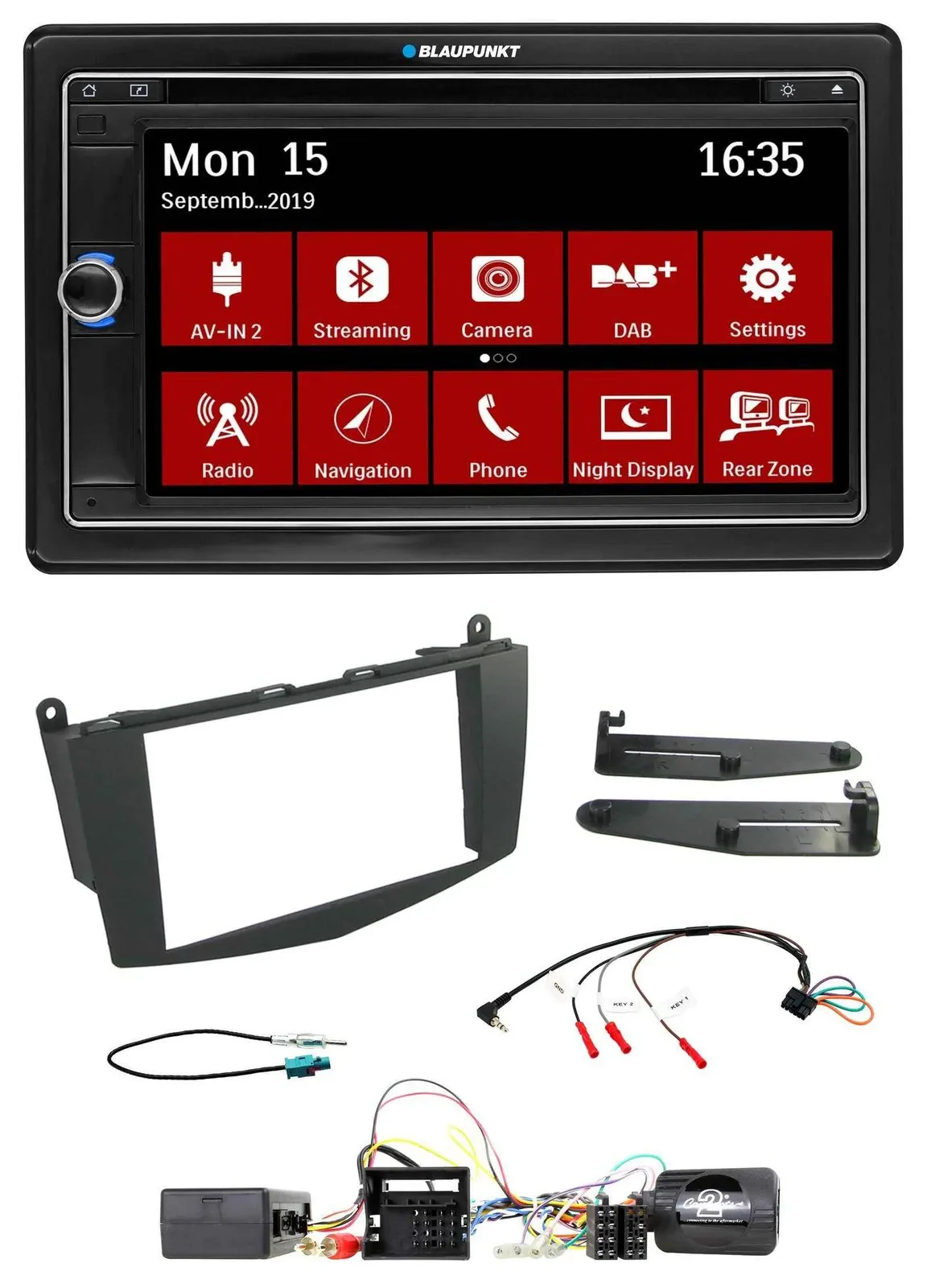 Blaupunkt 2DIN USB DAB Lenkrad Bluetooth TMC Navigation für Mercedes C W204 Akti
