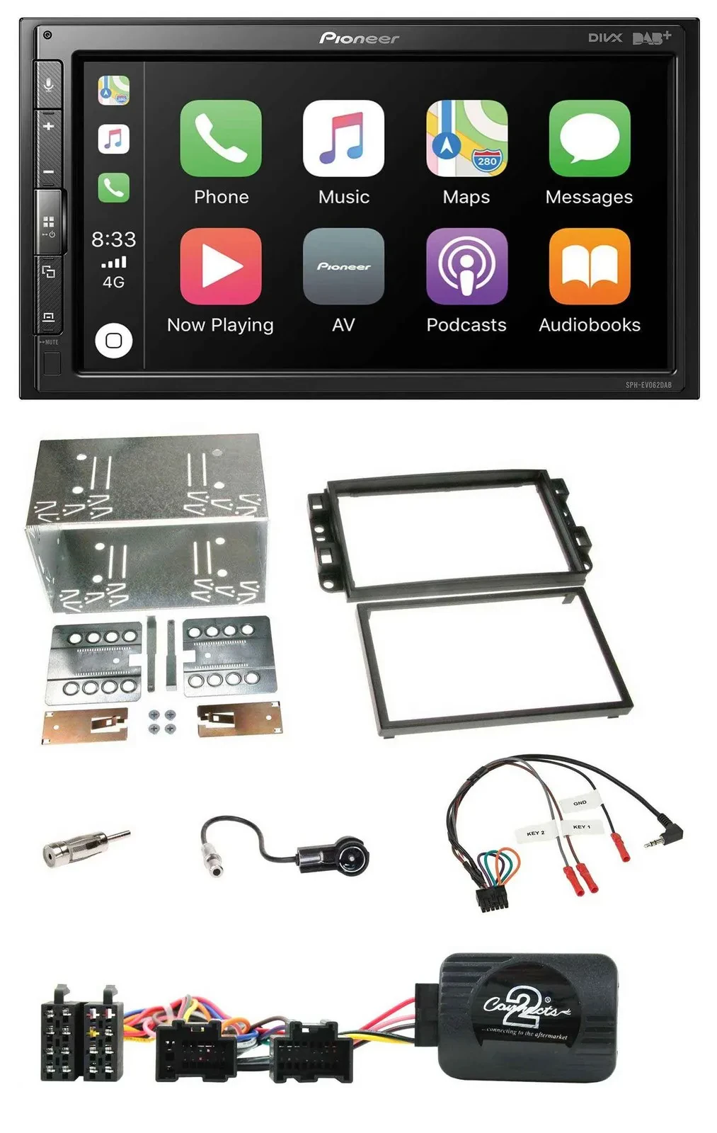 Pioneer USB Lenkrad DAB 2DIN Bluetooth Autoradio für Chevrolet Aveo Captiva 2006
