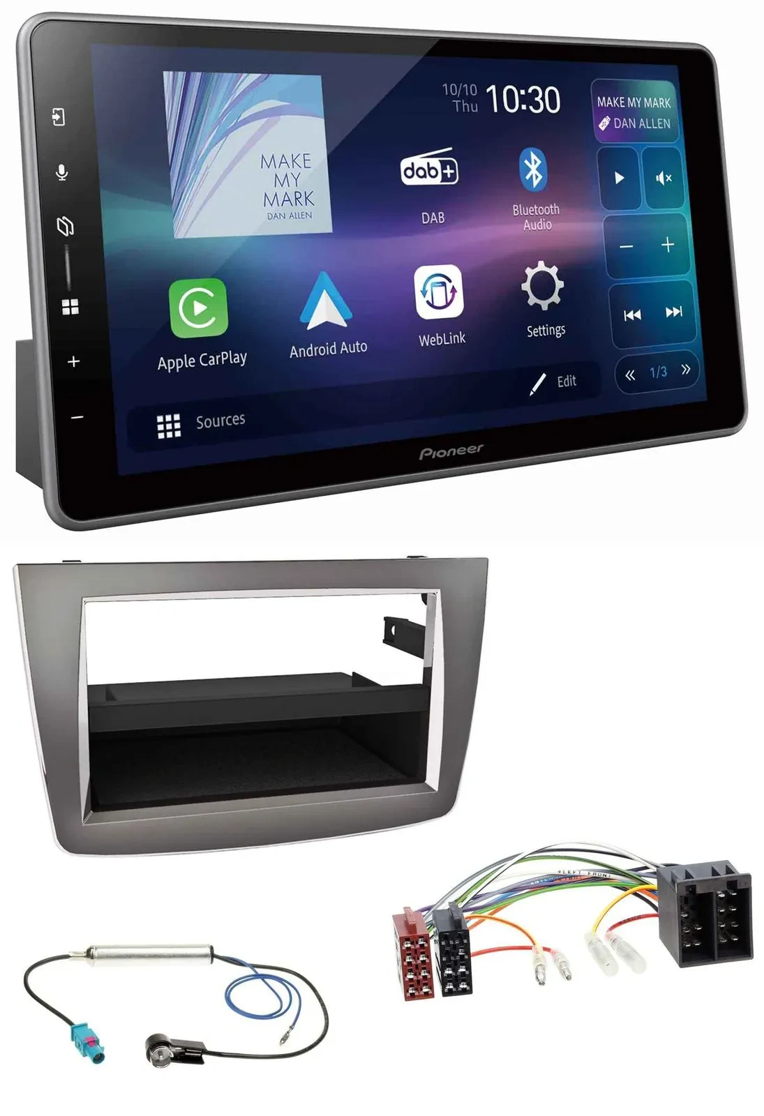Pioneer Bluetooth USB DAB MP3 Autoradio für Alfa Romeo MiTo 955 08-14 ISO dunkel