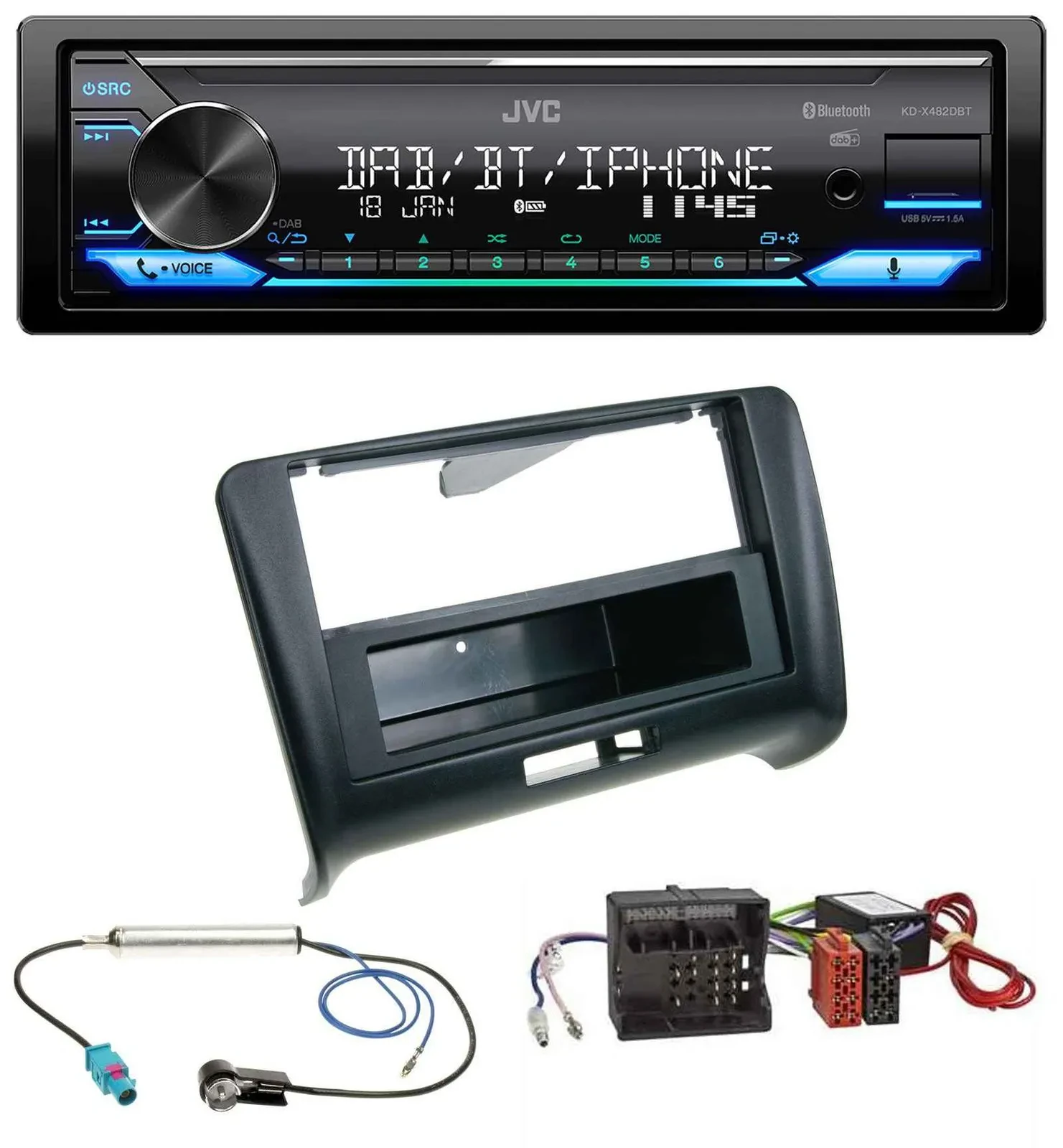 Автомагнитола для Audi TT (2006–2014) JVC Bluetooth, DAB, USB, MP3, Quadlock, для активной системы