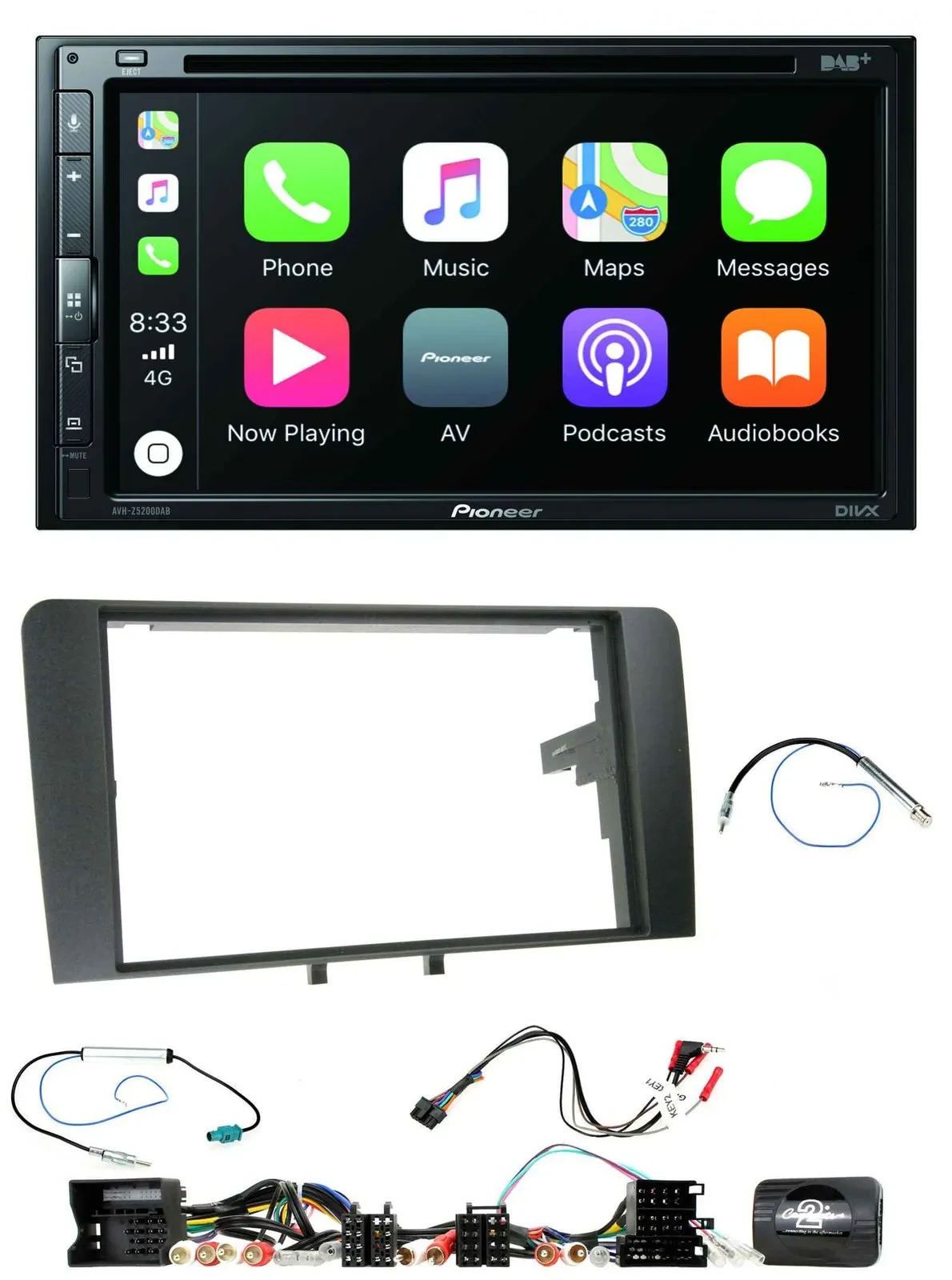 Pioneer DVD 2DIN Lenkrad DAB Bluetooth USB Autoradio für Audi A3 8P 2003-2012 Ak