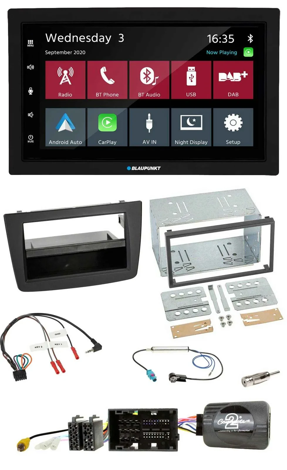 Blaupunkt DAB Bluetooth USB Lenkrad 2DIN Autoradio für Alfa Mito 14-18 schwarz