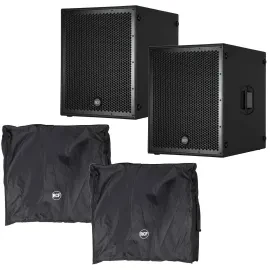 RCF SUB 8004-AS 18" 2500 Watt Active High Power Subwoofers Subs w Covers Pair