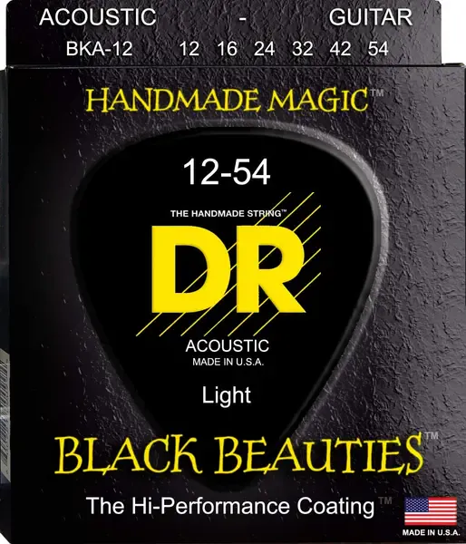 Струны для акустической гитары DR Strings BKA-12 Black Beauties 12-54