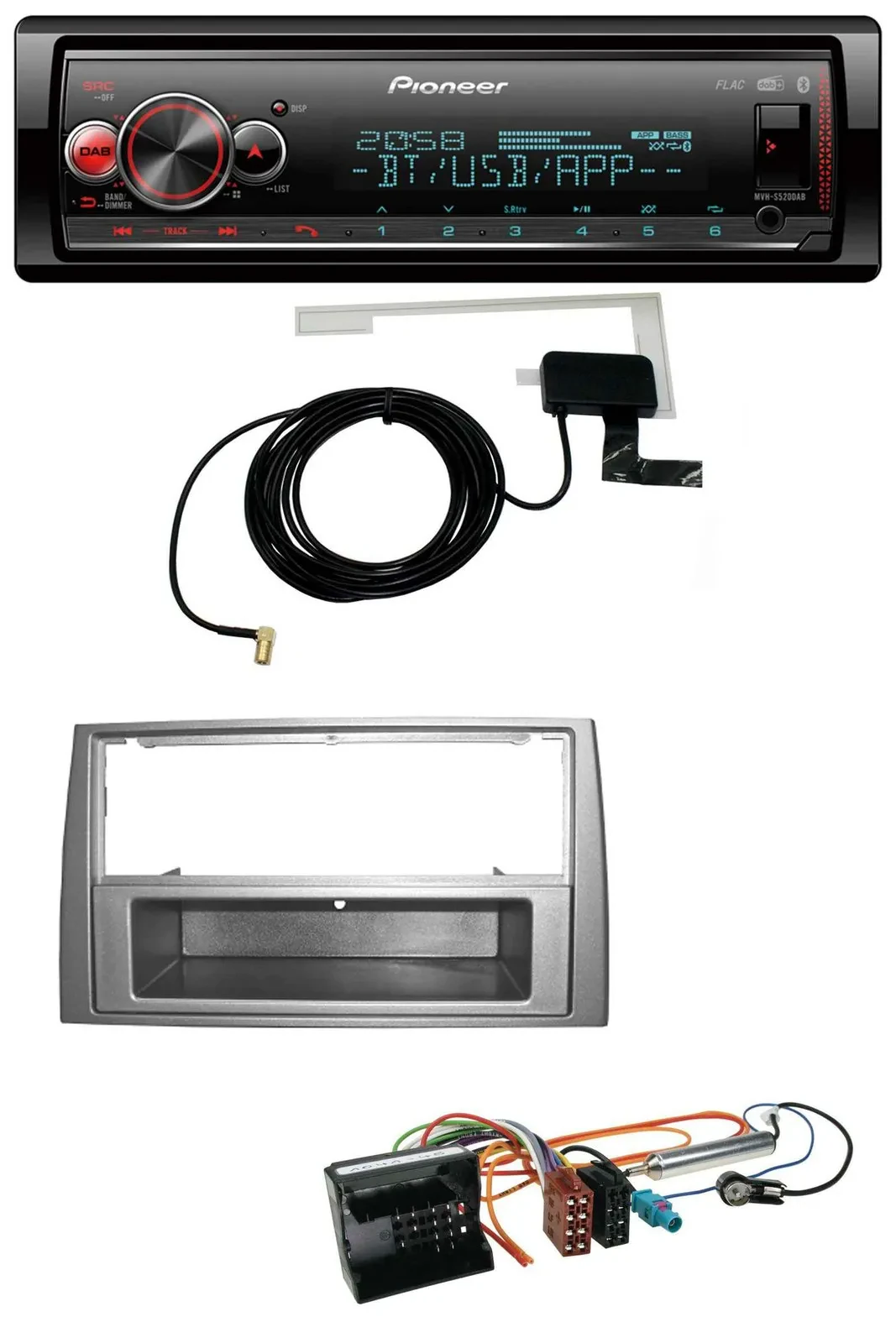 Pioneer Bluetooth DAB USB MP3 Autoradio für Peugeot 308 07-09 dunkelsilber