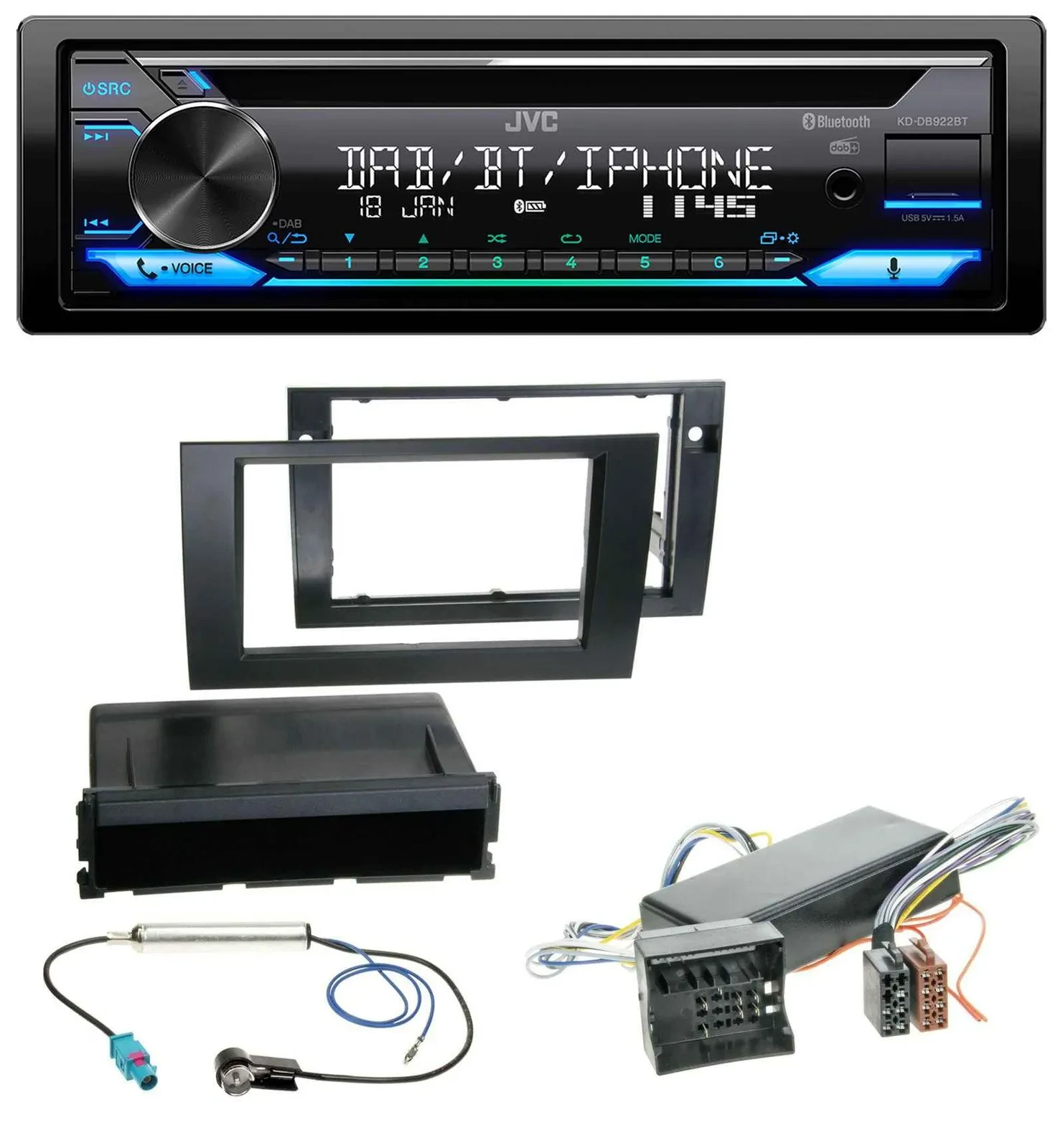 JVC Bluetooth MP3 USB DAB CD Autoradio für Audi A4 04-08 B7 Symphony Bose Aktivs