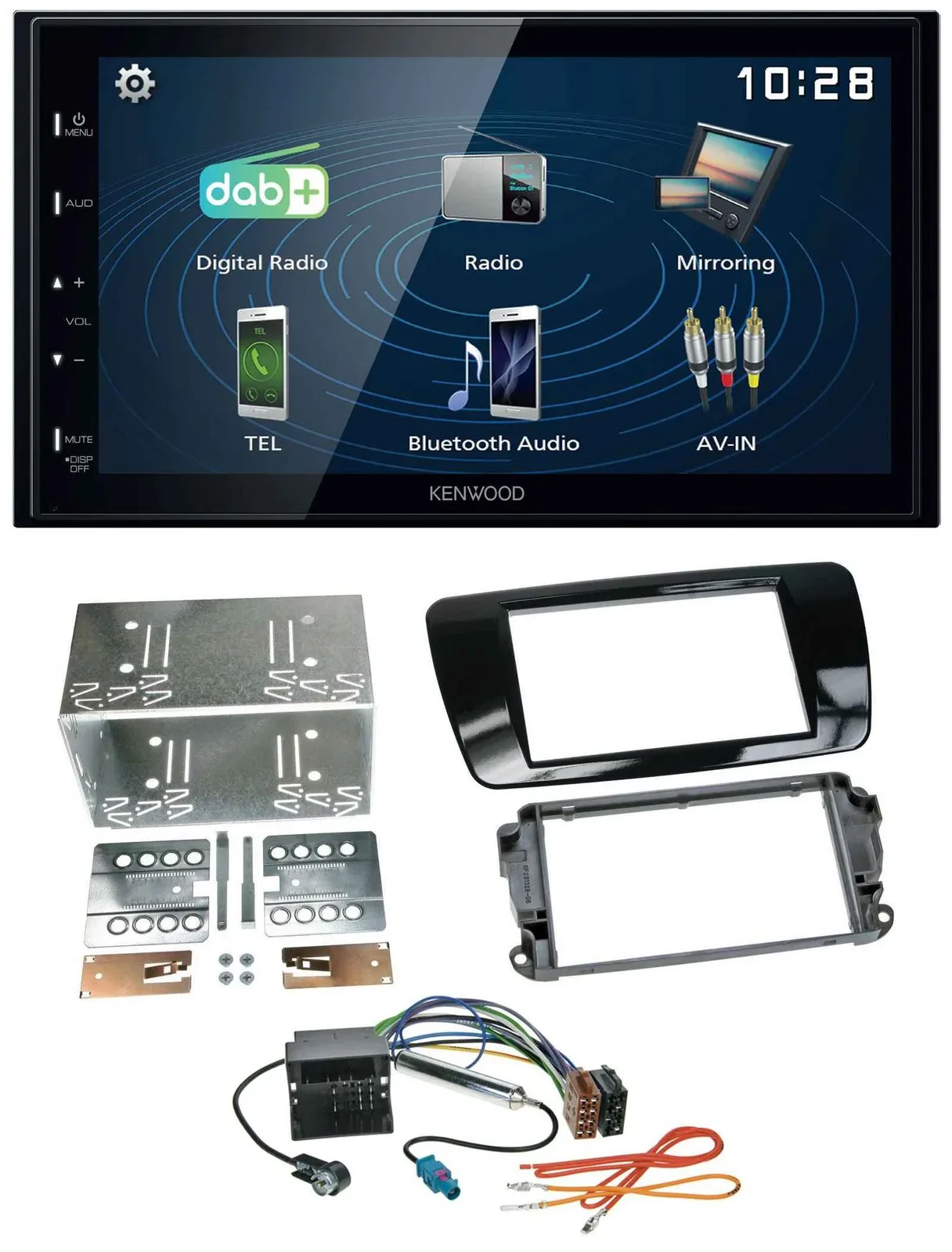 Kenwood 2DIN Bluetooth MP3 USB DAB Autoradio für Seat Ibiza ab 08 Klavierlack-sc