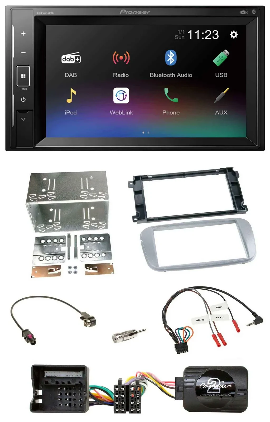 Pioneer DAB Lenkrad 2DIN Bluetooth USB Autoradio für Ford Mondeo S-Max 07-14 Pro