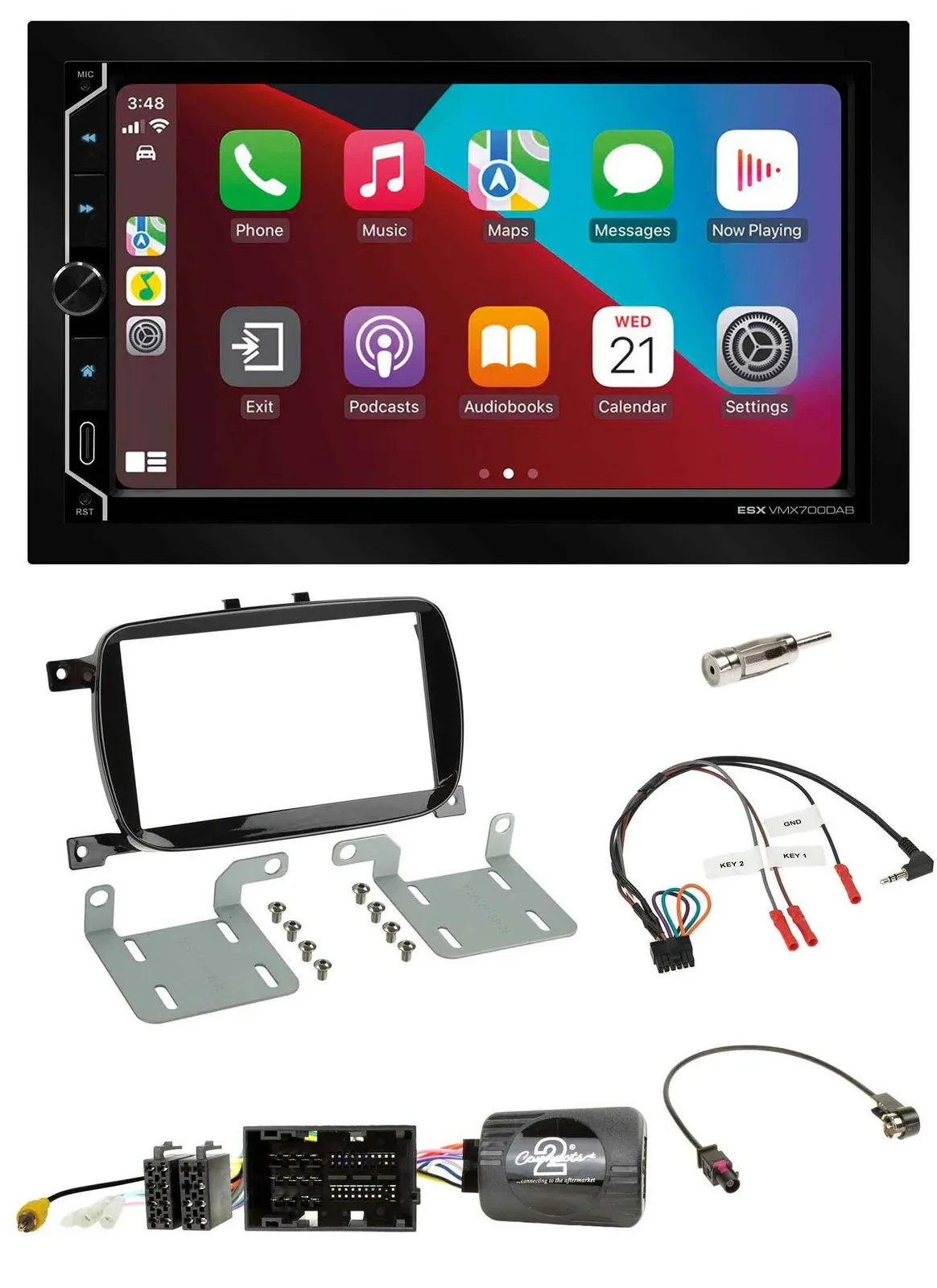 ESX 2DIN DAB USB Lenkrad Bluetooth Autoradio für 500 X ab 2016 Facelift Piano