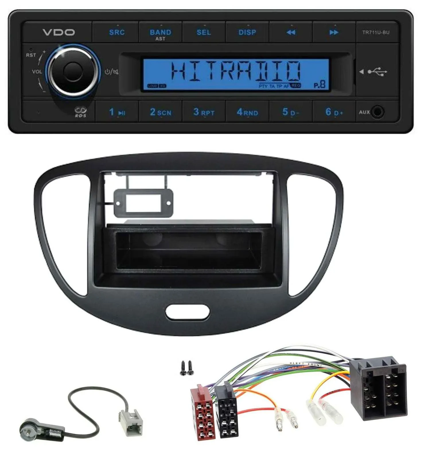 VDO AUX 1DIN MP3 USB Autoradio für Hyundai i10 (2008-2013) schwarz