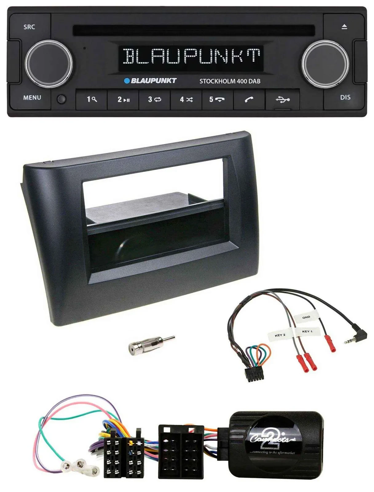 Blaupunkt Lenkrad Bluetooth DAB CD USB Autoradio für Fiat Stilo 01-07 schwarz Ab