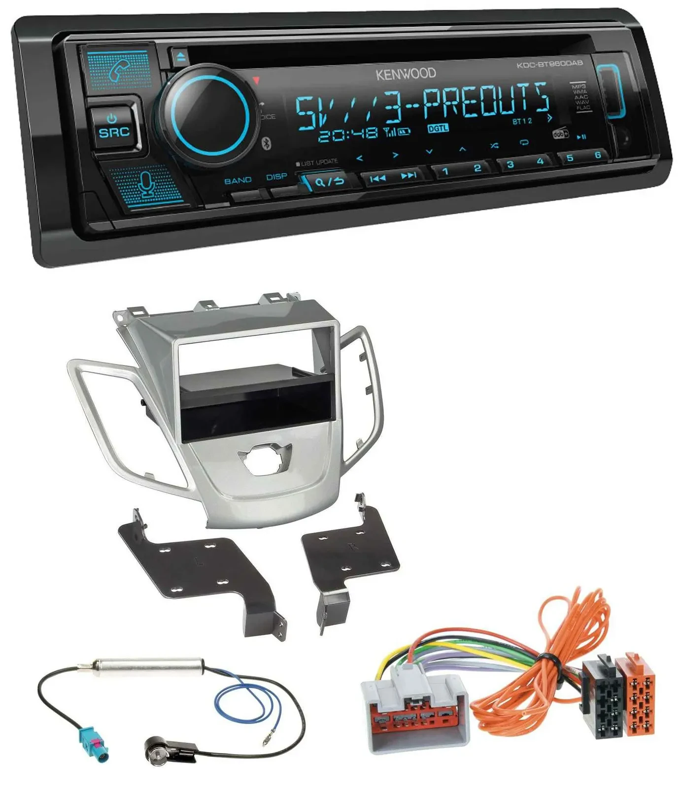 Kenwood Bluetooth USB CD MP3 DAB Autoradio für Ford Fiesta 08-10 JA8 ohne Displa