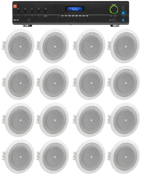 Потолочная акустика JBL 8124 White с усилителем (16 штук)