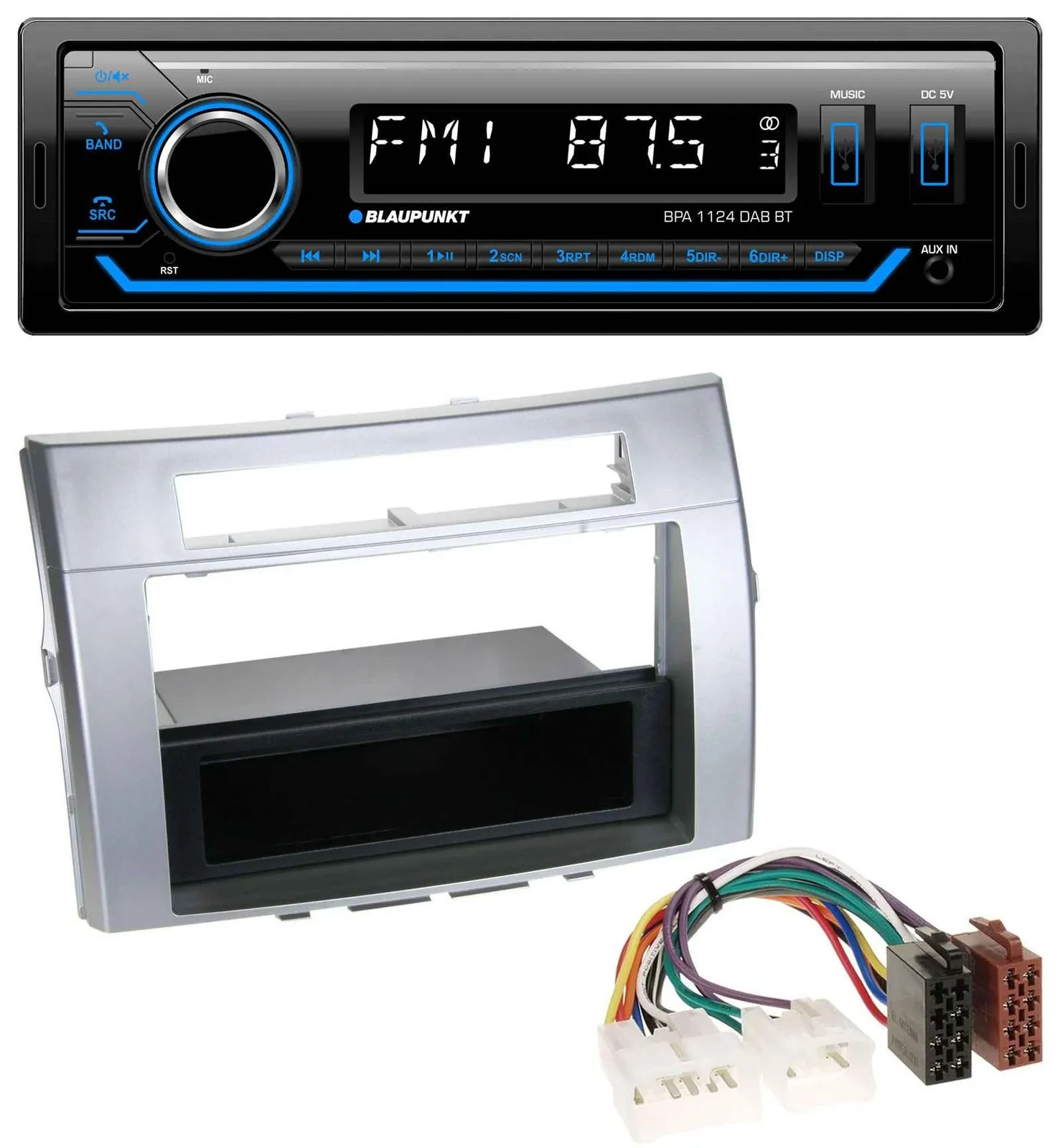 Blaupunkt Bluetooth USB DAB MP3 Autoradio für Toyota Corolla Verso 2004-2009 sil