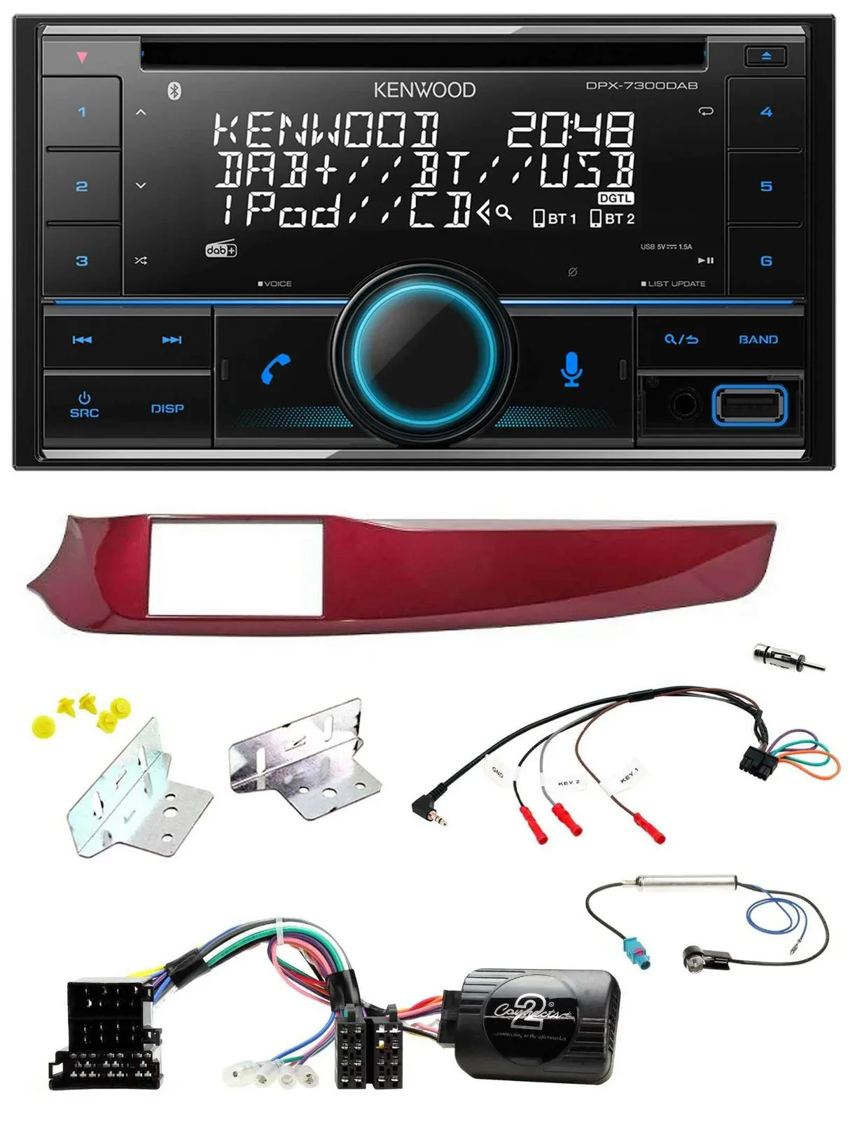 Kenwood CD 2DIN DAB USB Lenkrad Bluetooth Autoradio für Alfa Giulietta rot 940 2