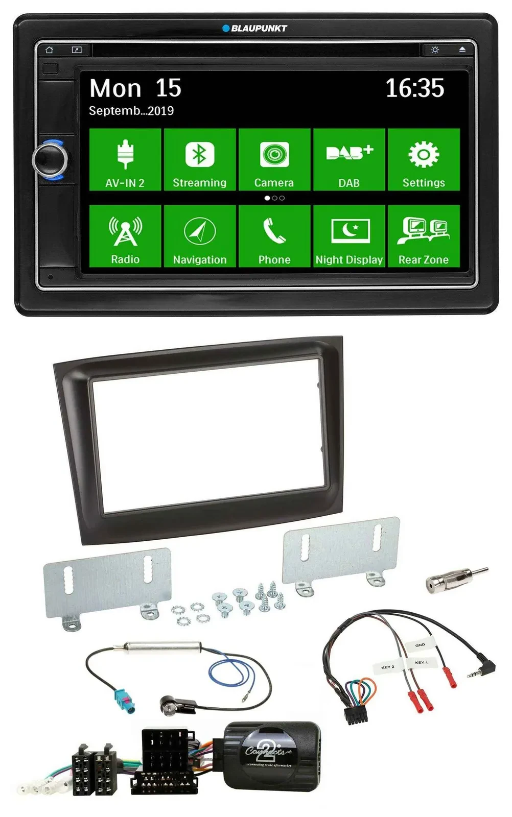 Blaupunkt Bluetooth 2DIN Lenkrad DAB USB TMC Navigation für Fiat Doblo ISO Can-B