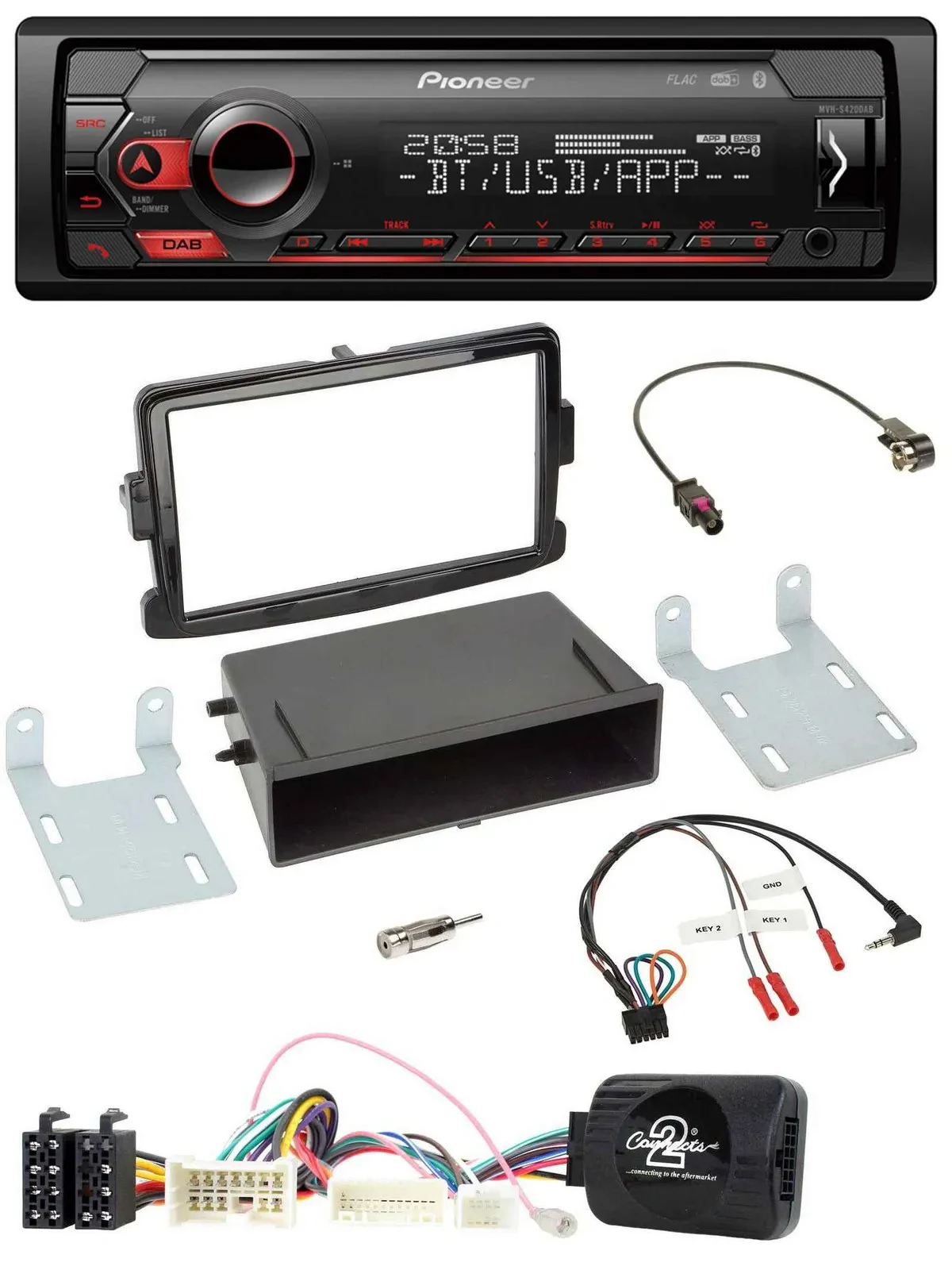 Pioneer Lenkrad USB DAB Bluetooth Autoradio für Dacia Dokker Lodgy Sandero ab 12