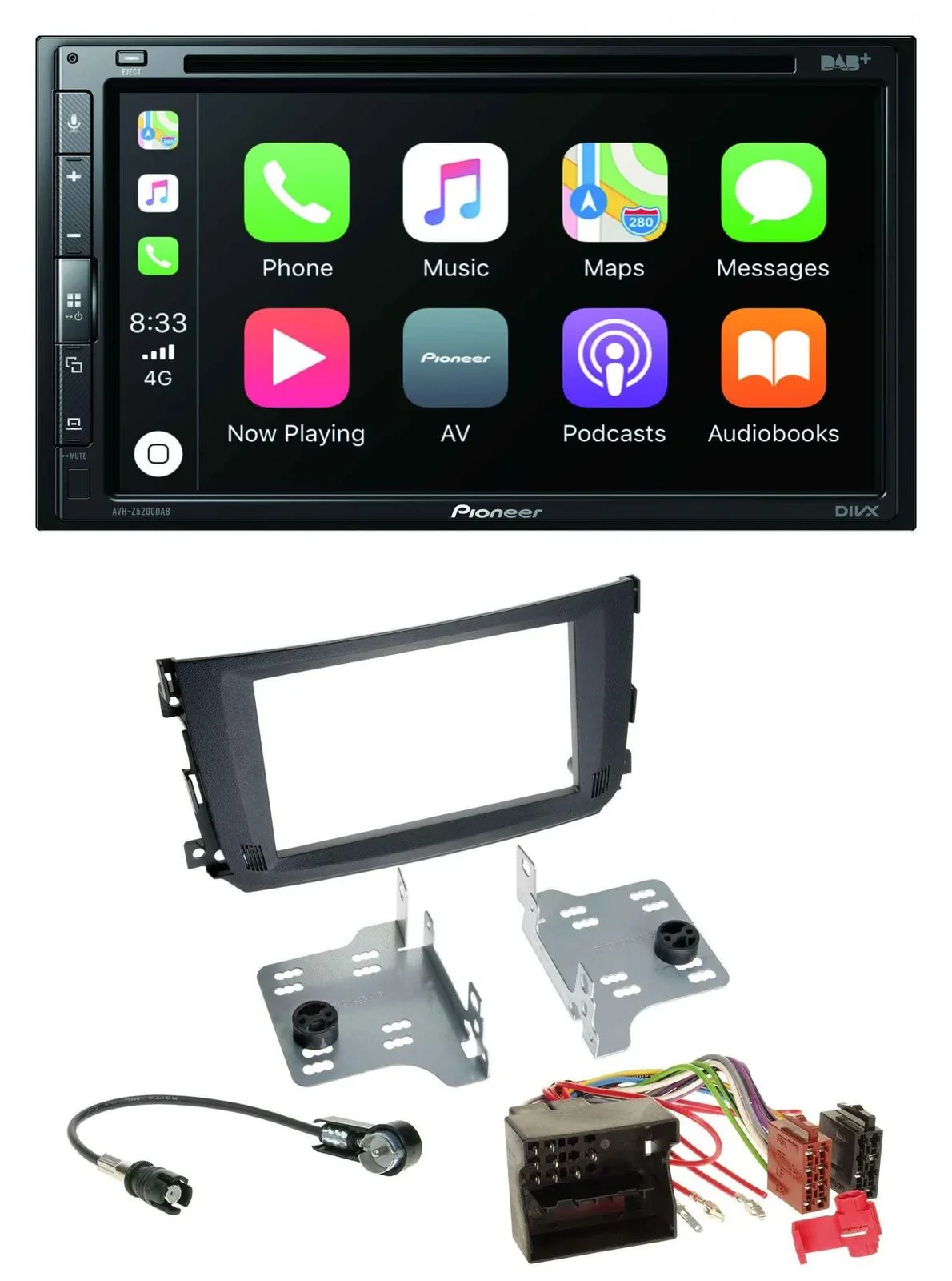 Pioneer DVD 2DIN MP3 DAB Bluetooth USB Autoradio für Smart ForTwo 2010-14 Quadlo