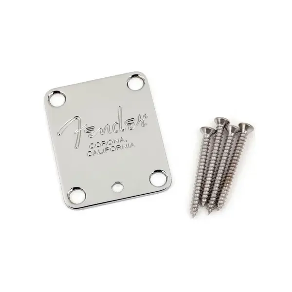 Панель для крепления грифа Fender Guitar Neck Plate with 4-Bolt and "Corona" Stamp Chrome