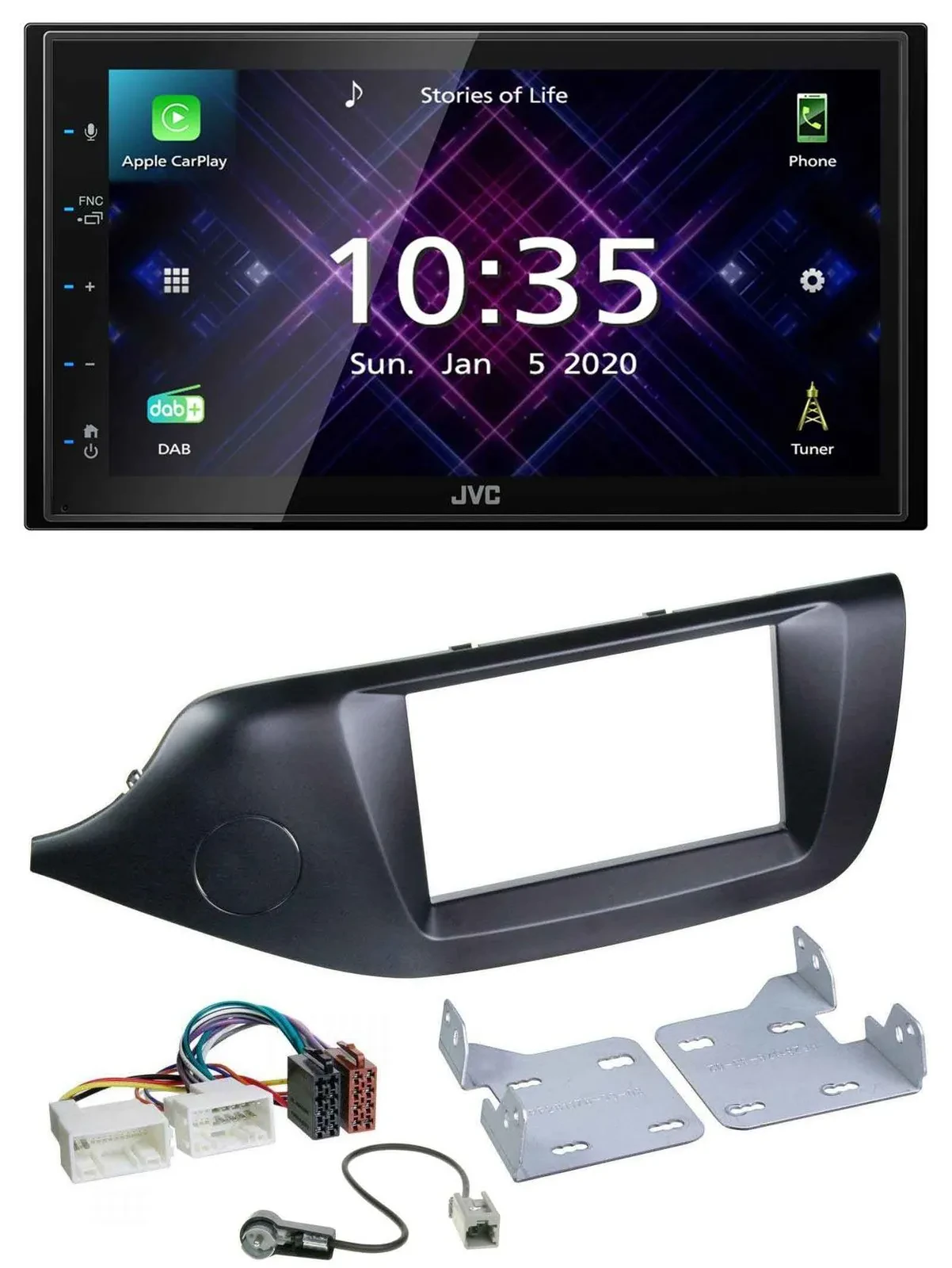 JVC DAB 2DIN MP3 Bluetooth USB Autoradio für Kia Ceed (ab 12) schwarz