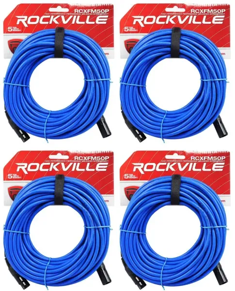 Микрофонный кабель Rockville RCXFM50P-BL Blue 15.25 м (4 штуки)